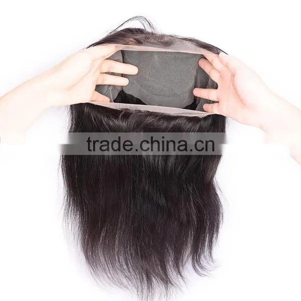 22"*4"*2" Band Lace Frontals With Baby Hair 3pcs Virgin Straight Brazilian Hair+1pc 360 Lace Frontal Closure photo-2