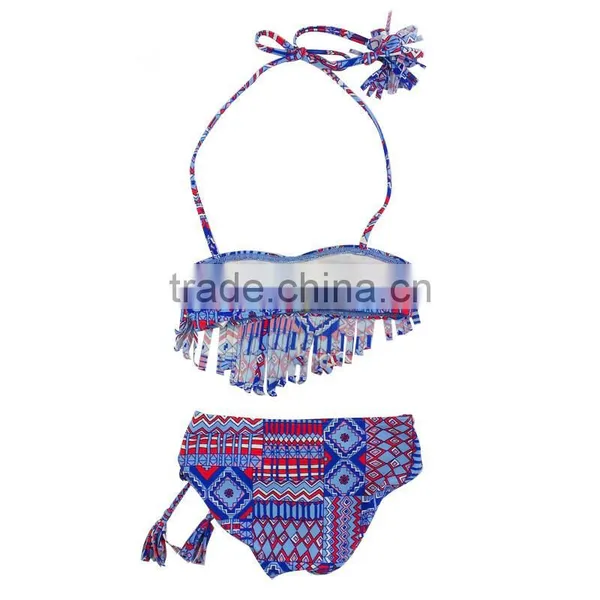Kids Girls Bathing Swimsuit Frills Hallow Bikini Swimwear 2PCs photo-5