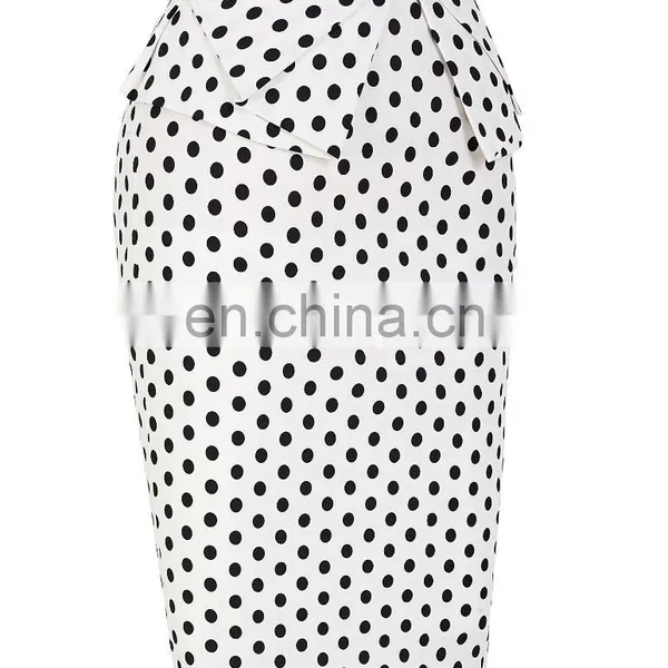 Grace Karin Occident Women's Hips-Wrapped Vintage Retro Cotton Polka Dots Skirt CL008928-9 photo-2