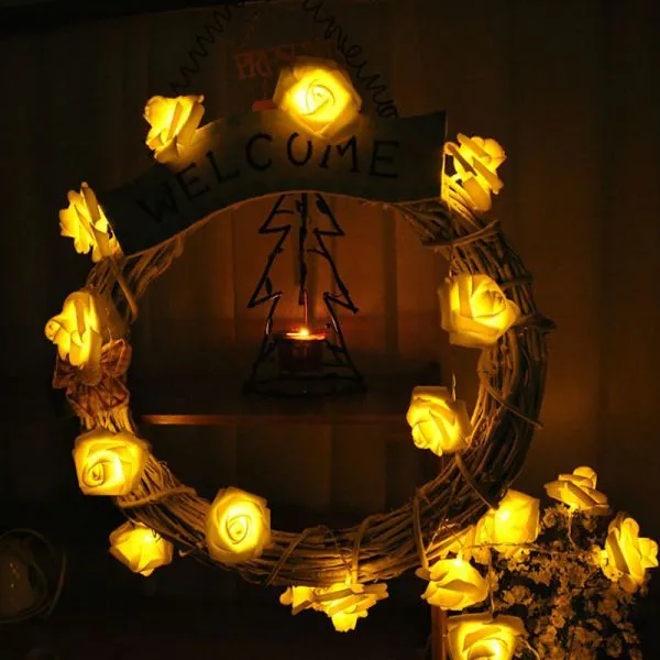 Battery Operated Novelty Rose Flower Fairy String Lights 20LEDs 2M Fashion Holiday Lighting Wedding Party Christmas photo-3