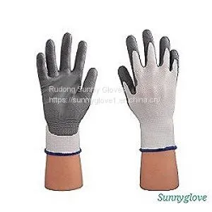 GREY CUT-RESISTANT 3 WHITE PU PALM GLOVE