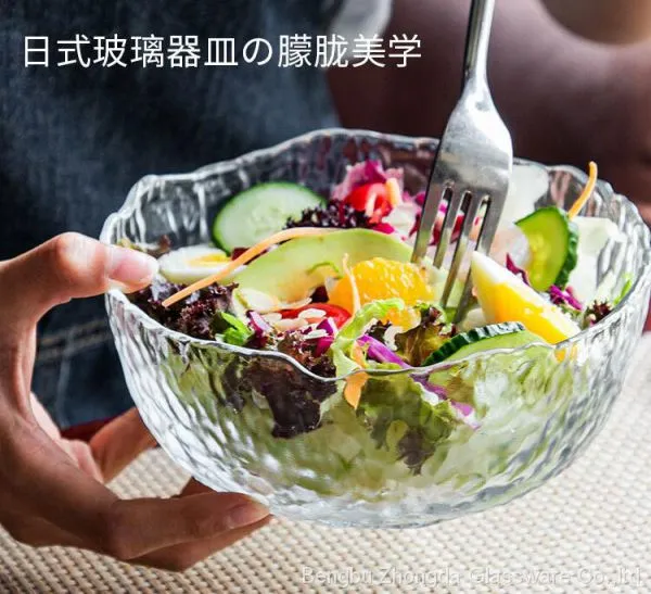 Irregularity Colored Hammer Eye Pattern Glass Bowl/Plate/Dish With 2 Size Optional photo-4