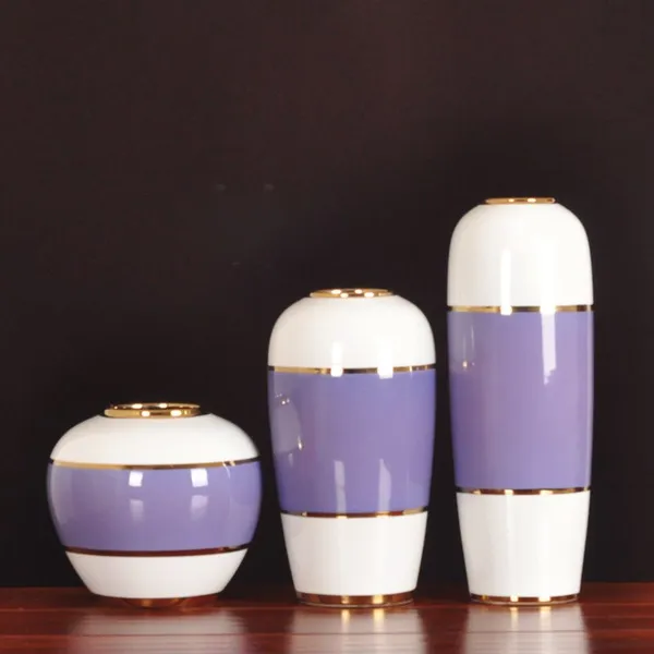 New Chinese Modern Simple Fashion Creative Green Purple Blue Ceramic Vase For Hotel Decor photo-2