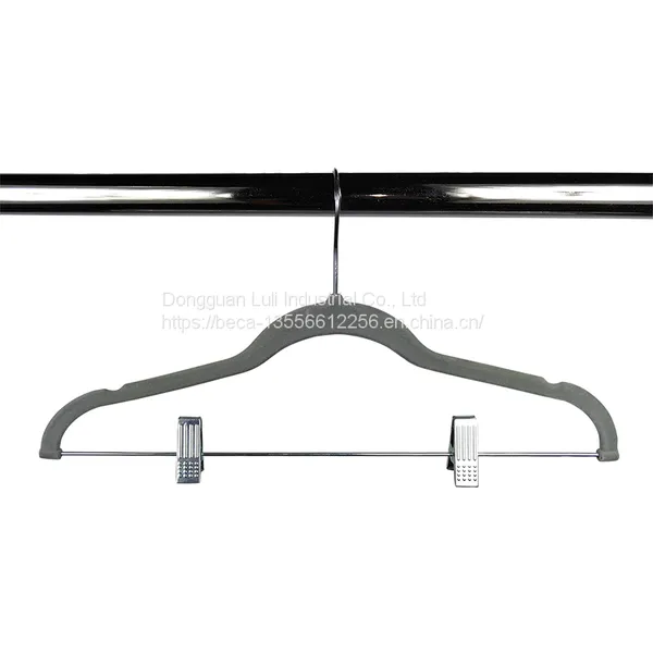 Factory-Supplied Deluxe Custom Velvet Wooden Suit Hangers With Clips photo-3