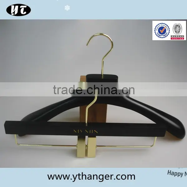 White High End Wood Hanger and Pants Hanger With Gold Hardware photo-2