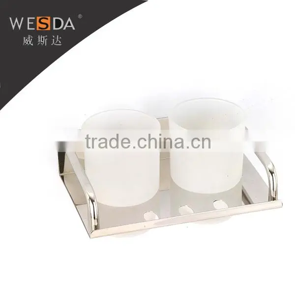 Bathroom Double Cup Holders , Double Wall Mount Tumbler Holder