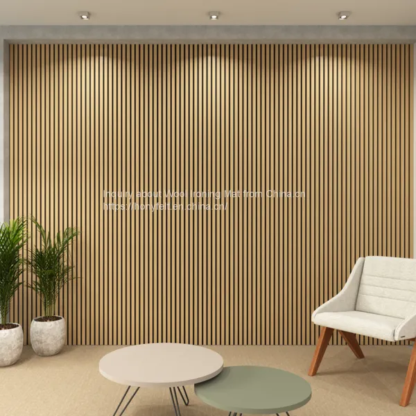 Polular Interior Wall and Ceiling Decorative and Sound Proof Akupanel Technical Wood Veneer and Natural Wood Veneer MDF Slat Wooden Acoustic Panels With PET Felt Board photo-3