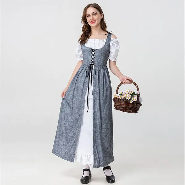 Womens Renaissance Medieval Irish Dress Trumpet Sleeves Dress photo-2