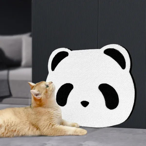 MEOW LOVE Panda-Shaped Cat Scraper The Cat Corrugated Scraper of The Vertical Can Be Attached Wall Decorate Without Shavings. photo-2
