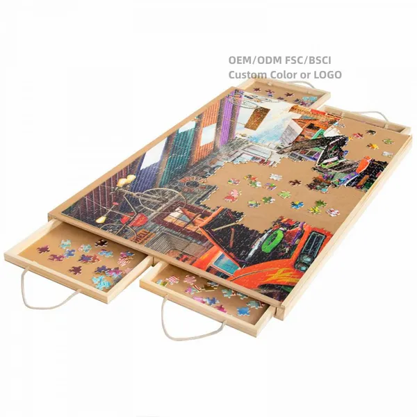 Wooden Jigsaw Puzzle Board Folding Table With Light With Sliding 4or6 Drawers Jigsaw 1000 Piece/1500pcs Foldable Puzzle Table photo-3
