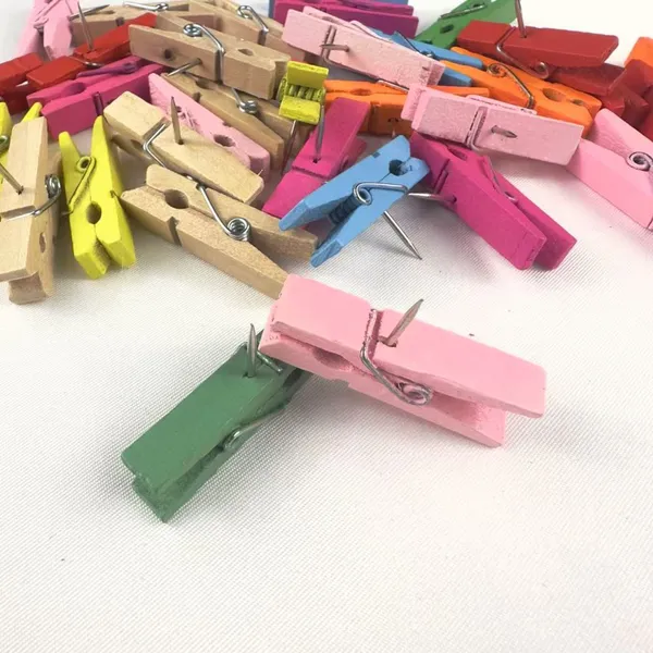 3.5CM Colored Wooden Small Clips