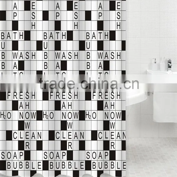 Red and Gray Blocks Printed 100% Polyester Shower Curtain for Hotel, Family, Waterproof Bath Curtain photo-5