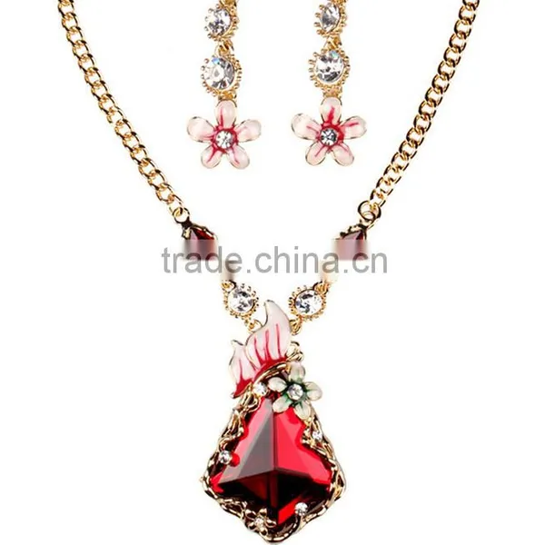 Korean Jewelry Set Rhombus Crystal Long Joker Sweater Chain Necklace Set Beautiful Necklace Set photo-4