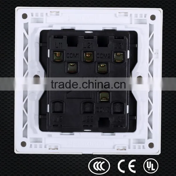 Wall Mounted On/off Electronic Switch, Electric Switch and Socket, Three Gang One Way Switch Quality Choice photo-3