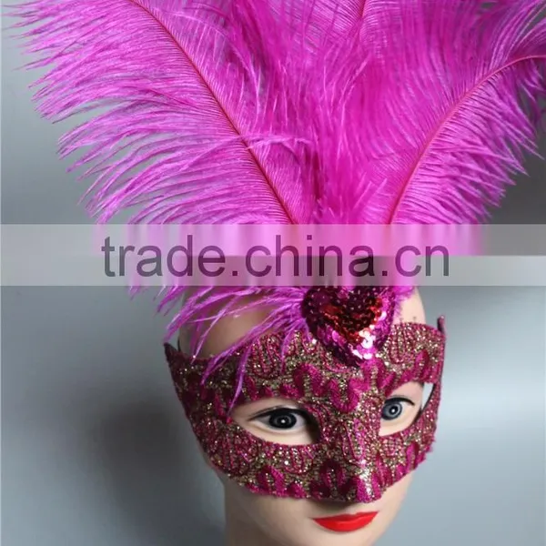 Masquerade Mask Ostrich Feather For Party Decoration photo-6
