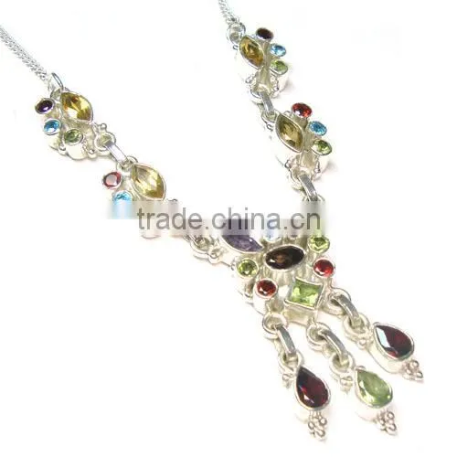 Semi Precious Gemstones 925 Silver Jewelry Wholesale Gemstone Jewelry Indian Necklace Jewelry
