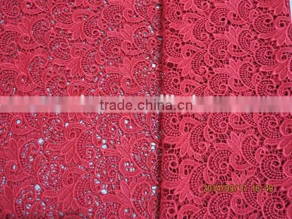 2015 Latest Red African Lace Fabric for Wedding Dress photo-4