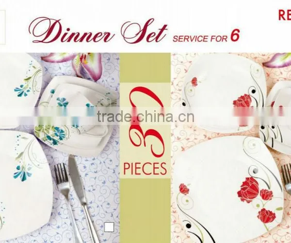 Hotsale New Bone China 30pcs Square Shape Dinner Set for Homeware,kitchenware