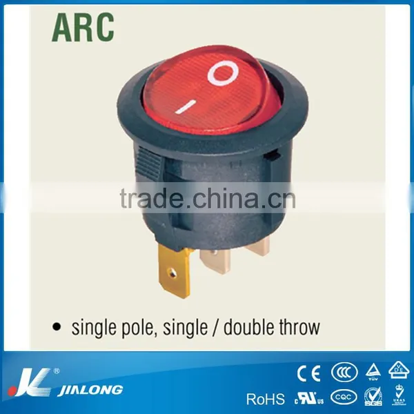 UL CE TUV CQC ARC Lighted On-on 3pins Round Mini Rocker Switch