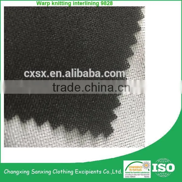 Warp Knitting Tricot Fusibe Interlining /woven Fabric Interlining for Garments 9828