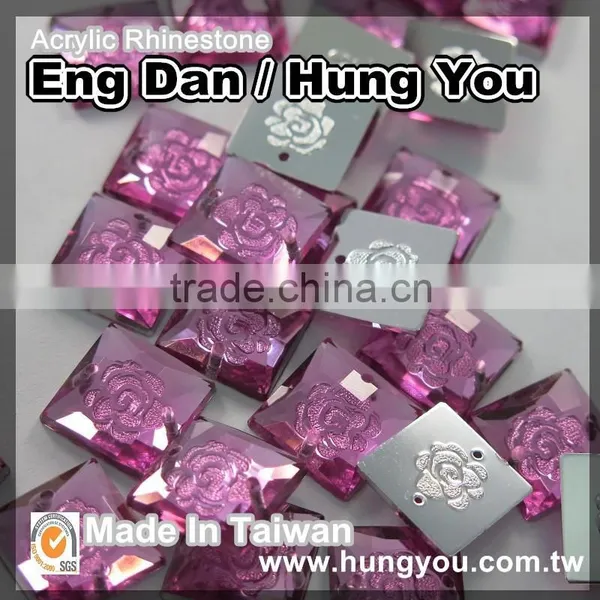 Unique Designs Transparent Flat Back Embossed Sew on Acrylic Rhinestone photo-3