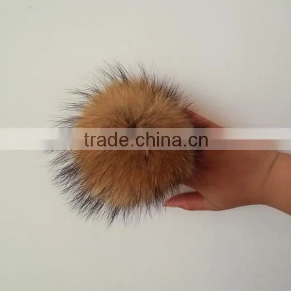 Natural Raccoon Fur Pom Pom for Hats photo-5