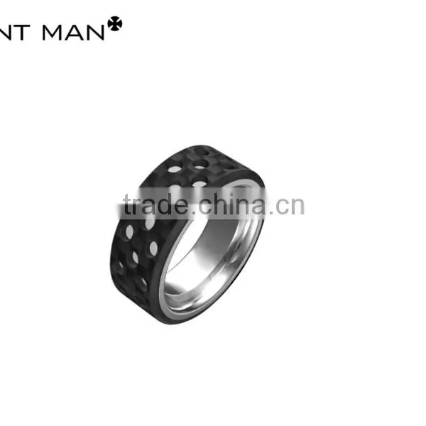 Fashion 8mm Mens Bands Rose Gold Plating High Polish Band Carbon Fiber Ring Hammer Finish Titanium Ring Band photo-5
