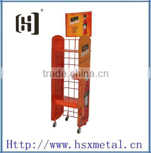 Free Standing Supermarket Metal Wine Tower Rack Stand HSX-3220 photo-3