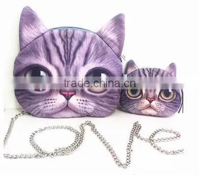 Popular Cute Cat Pattern Canvas Handbag Shopping Bag Cat Shoulder Bag