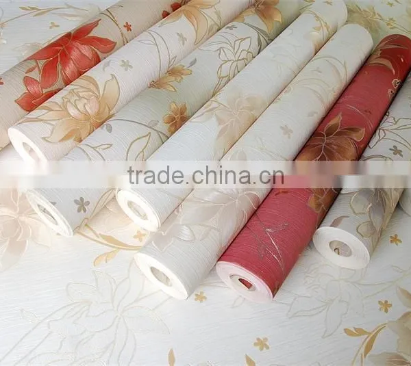 2015 Best Selling Stocklot Adhesive Vinyl Red Chinese Wallpaper photo-2