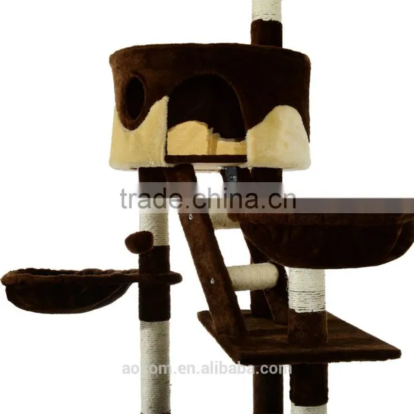 Pawhut Coffee Cream 260cm Cat Tree Kitten Activity Center photo-5
