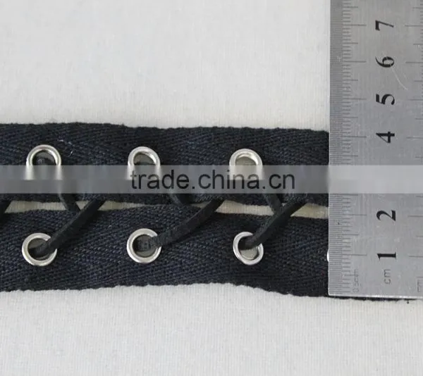 100% Cotton Lace Matal Eyelet Embroidery Lace Trim in Black Color for Ladies photo-6