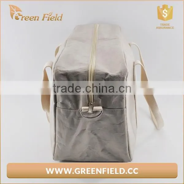 Green Field New Recycle Washable Kraft Paper Duffel Bag Eco Travel Bag photo-2