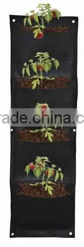 4 Pouch Vertical Hanging Wall Fabric Pot Container photo-2