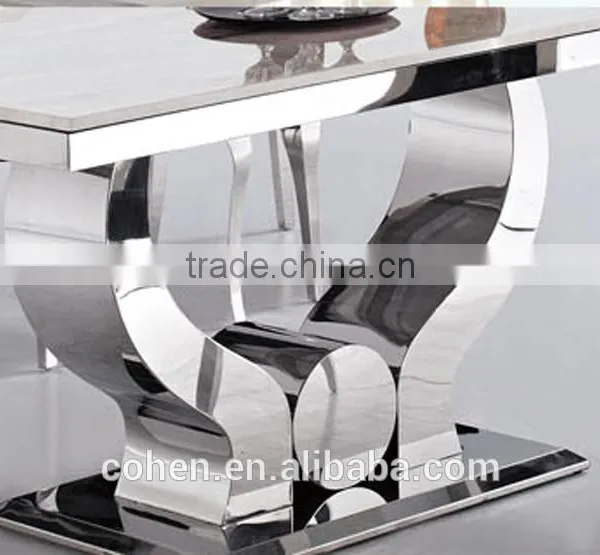 Luxury Audi Symbol Stainless Steel Frame Rectangle Luxury Dining Table and Chairs photo-3