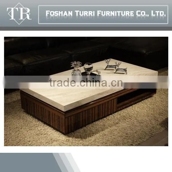 Green MDF Coffee Table With Natural Stone Travertine photo-4
