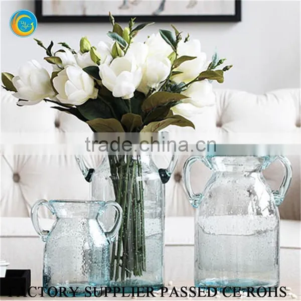 Cylinder Bubble Clear Antique Wedding Glass Vase photo-2