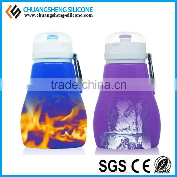 High-quality FDA Silicone Foldable Outdoor Sports Water Bottle photo-3