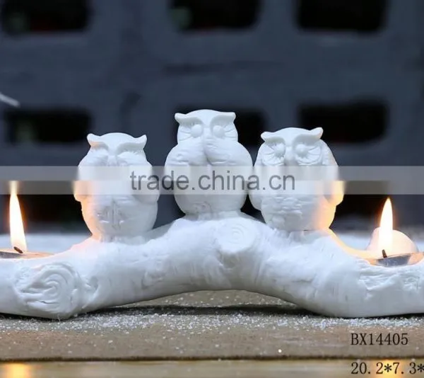 Ceramic White Owl Tea Light Porcelain Candle Holders Wholesale