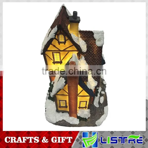 Resin Lighted Christmas Decoration House With Music photo-3