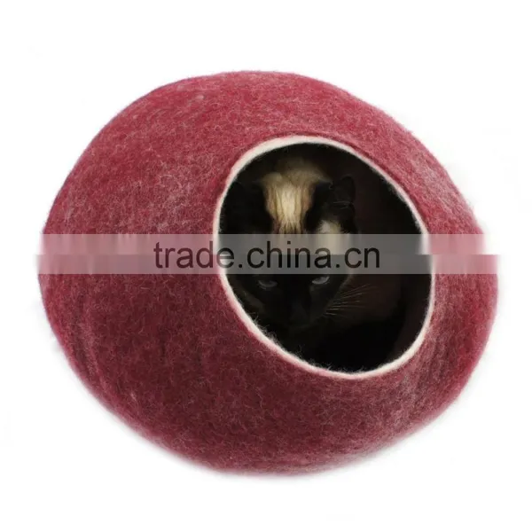 Cat Bed, House, Cave, Nap Cocoon, Wool Felt Handmade Large photo-4