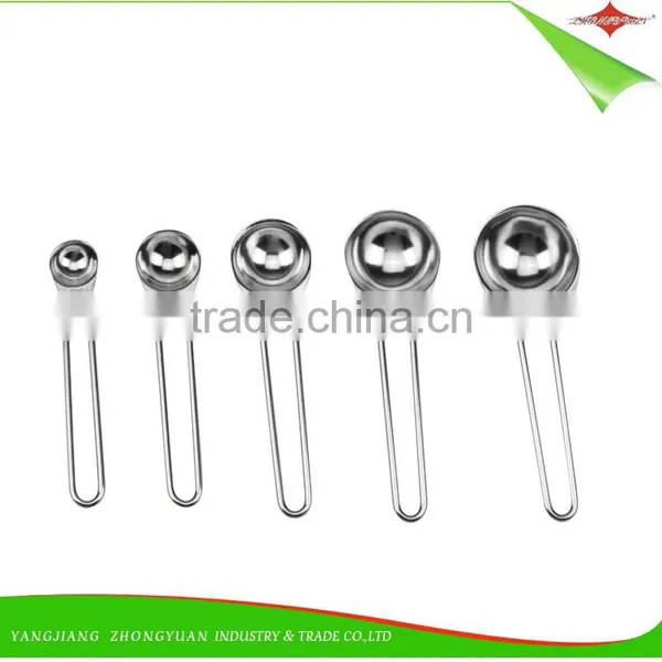 ZY-L1015 High Quality 5pcs 18-0 Stainless Steel Measuring Spoon Set With Metal Ring photo-3