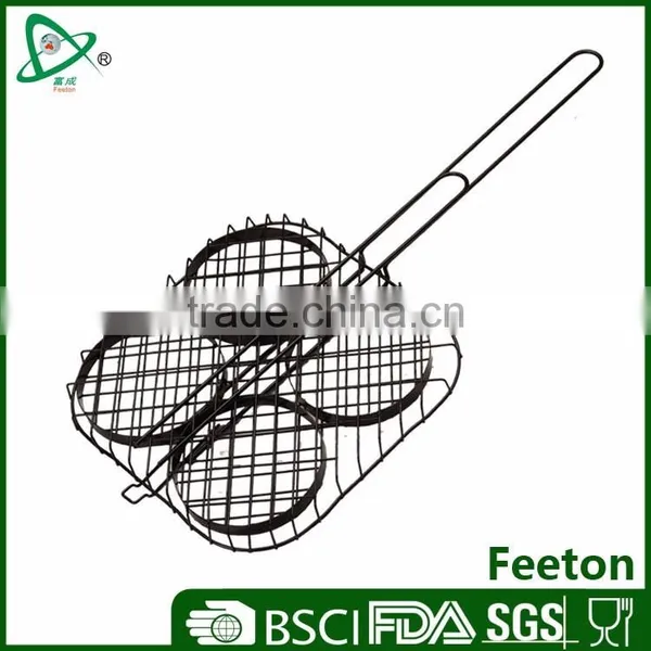 Non-stick Charcoal Iron Bbq Wire Grill Hamburger Basket for Campingaz