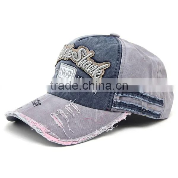 New Style Distressed Washed Denim Sport Cap With Your Own Design photo-3