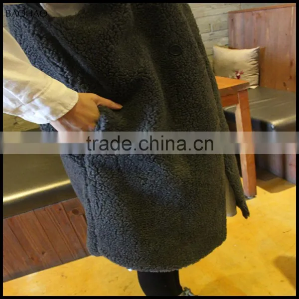 Ladies Elegant Winter Coat Long Winter Trench Vest Ladies Lamb Long Winter Coats photo-2