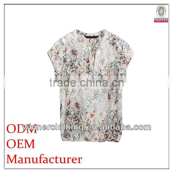 Smart Casual Clothing Korean Style Short Sleeves Print Blouses for Office Wear
