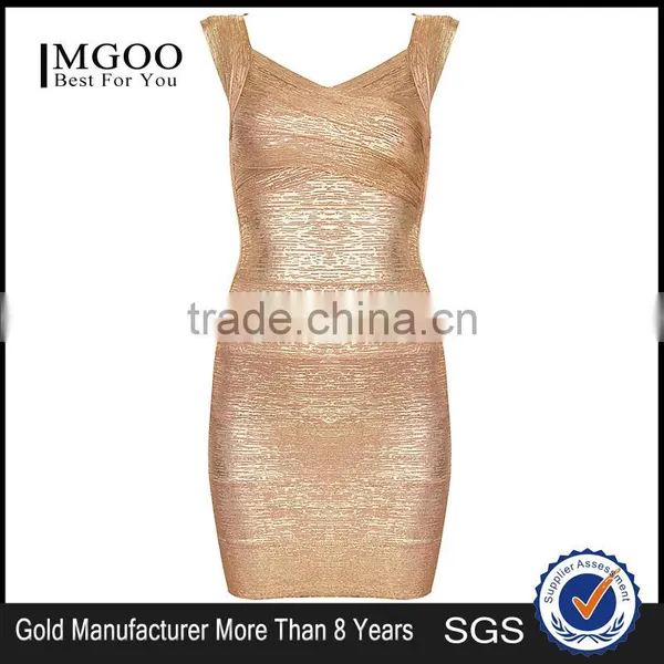 MGOO 2015 Gold Supplier Dress Customized Silver Bandage Dress With Cap Sleeves Fashion Designing Clothes H286 photo-6