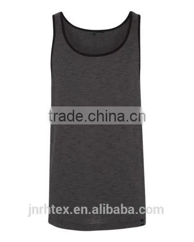95% Cotton 5% Spandex Mens Gym Injected Slub Tank Top photo-4