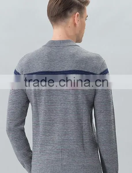 2017 Mans Custom Cashmere Pullover Zipper Open Jacquard Sweater With Low Price photo-3