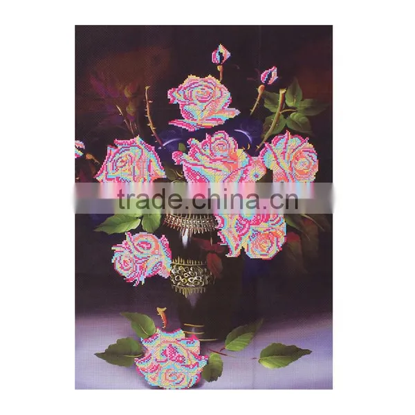 5D Diy Diamond Painting Cross Stitch Rose Flower Diamond Embroidery Resin Round Diamond Crafts Wall Sticker Blue Rose Home Decor photo-4
